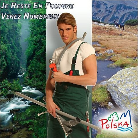 Plakat z polskim hydraulikiem